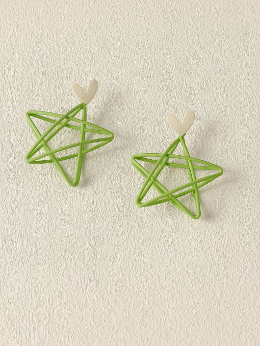 Green [ear acupuncture] Brass Enamel Star Minimalist Clip Trend Korean Fashion Earring